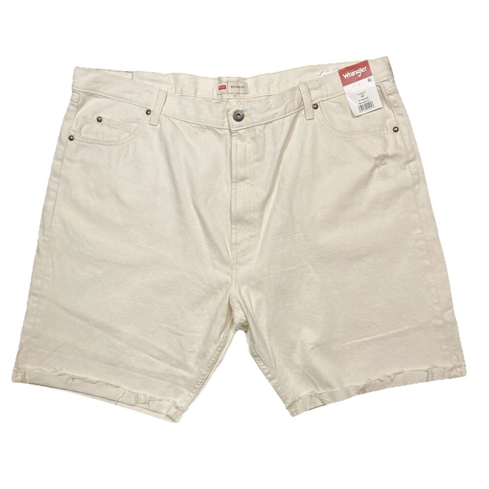 NWT Wrangler Off White Luca Denim Relaxed Fit Jean Shorts Size 42